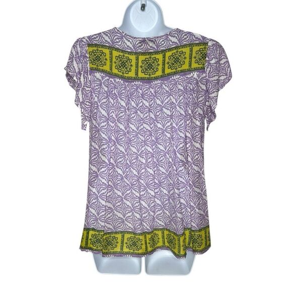 Rachel Zoe Women’s L Boho Embroidered Flutter Sleeve Top - Picture 4 of 6